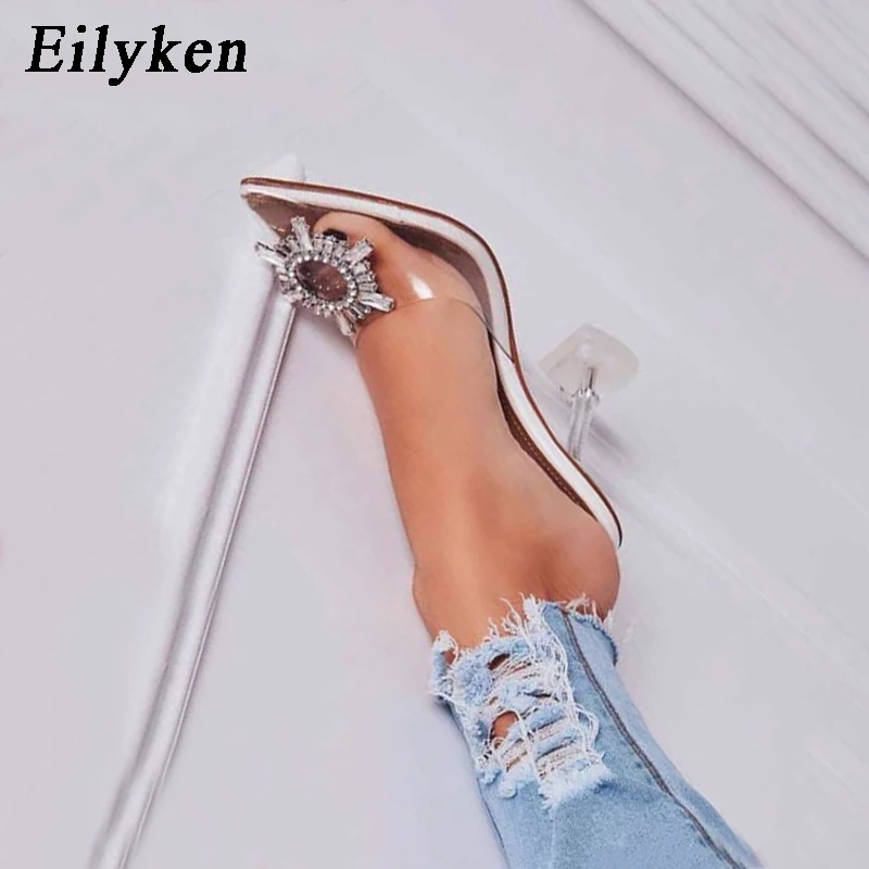 Новые прозрачные сандалии Eiyken с треугольной чашкой на каблуке пикантные из ПВХ