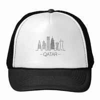 simple line drawing hand painted qatar landmark trucker hat baseball cap nylon mesh hat cool children hat adjustable cap gift