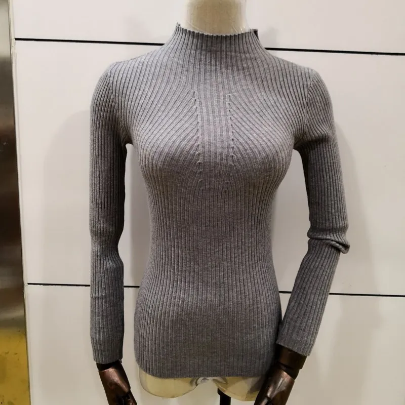 Осенние женские свитера реальные фотографии облегающий сексуальный плотный