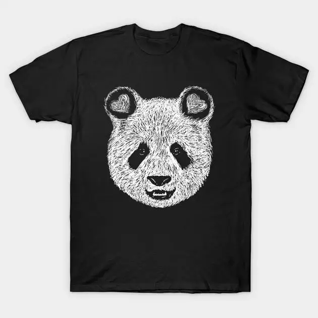 I Care футболка медведь черно белый Рисунок эскиз VH панда иллюстрация|Мужские
