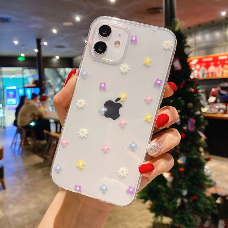 Phone Case For iPhone 14 11 Pro Max 12 13 Mini 7 8 Plus X XR XS Max Transparent Cartoon Love Heart Soft TPU Mobile Phone Cover