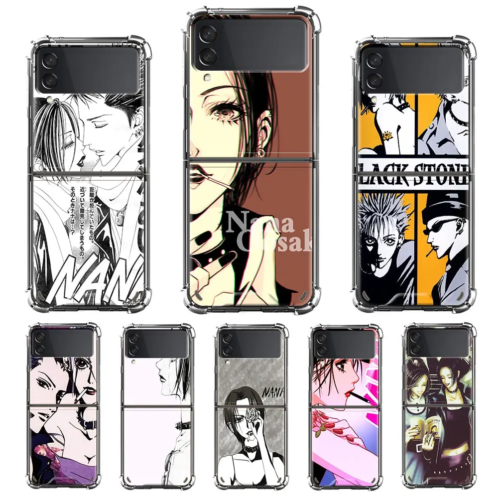 

Airbag Case for Samsung Galaxy Z Flip3 5G Foldable Soft Coques Z Flip 3 Painted Fold Phone Cover Shell Nana Anime Girl