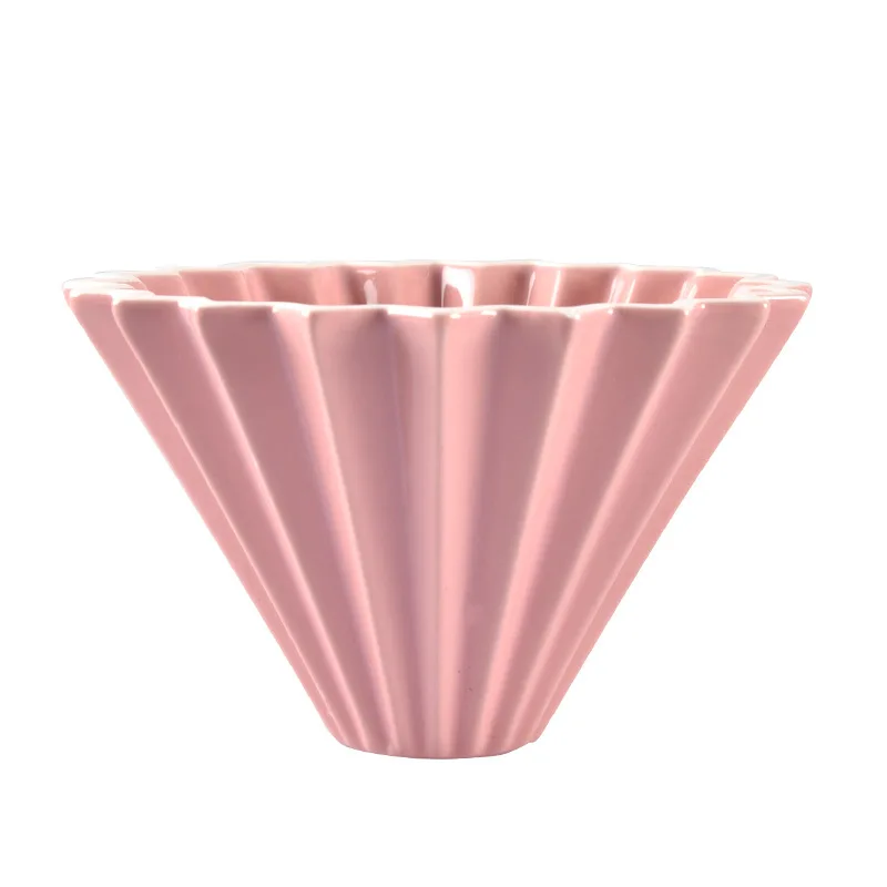 Pink Цветы керамическая кофейная чашка эспрессо Кофейная чашка фильтр оригами фильтровальные чаши V60 Воронка капельные ручные фильтры для чашки аксессуары для кофе - Цвет: Pink