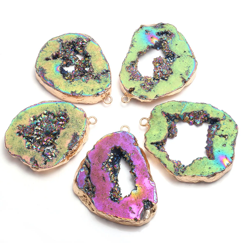 

Горячие естественный неправильной формы Druzy Подвески для самостоятельного изготовления ювелирных изделий Аксессуары Браслет Nacklace Серьги