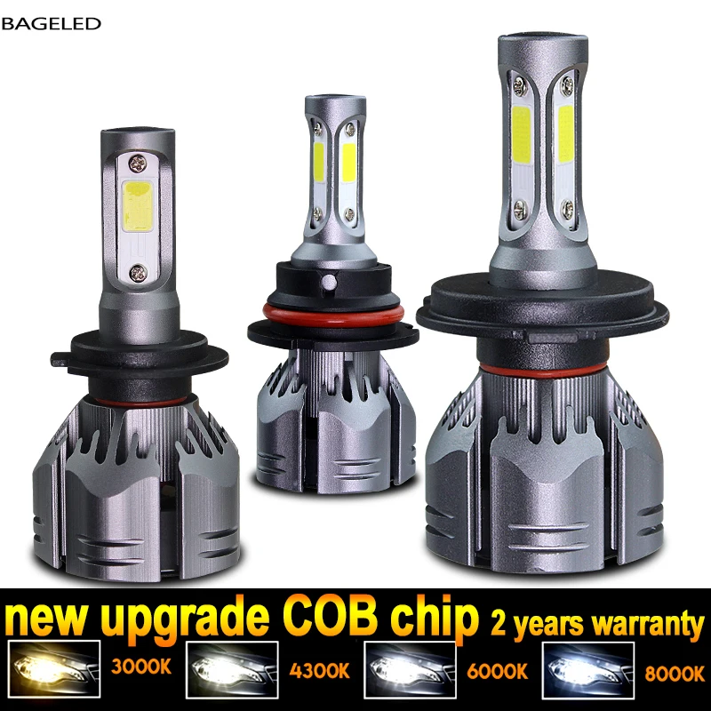 

BAGELED H4 LED H7 Car Headlight 8000LM 4300K 6000K 8000K Lamp H1 9005 HB3 9006 HB4 H8 H9 H11 9004 9007 H13 fog lights Bulbs