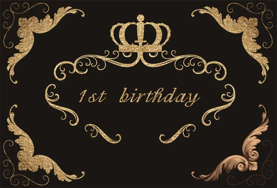 NZY00618 Laeacco Happy 18th birthday party Золотой плакат с короной портретный фотографический фон фотофоны фотосессия Photo Stuidio - Цвет: NZY00618