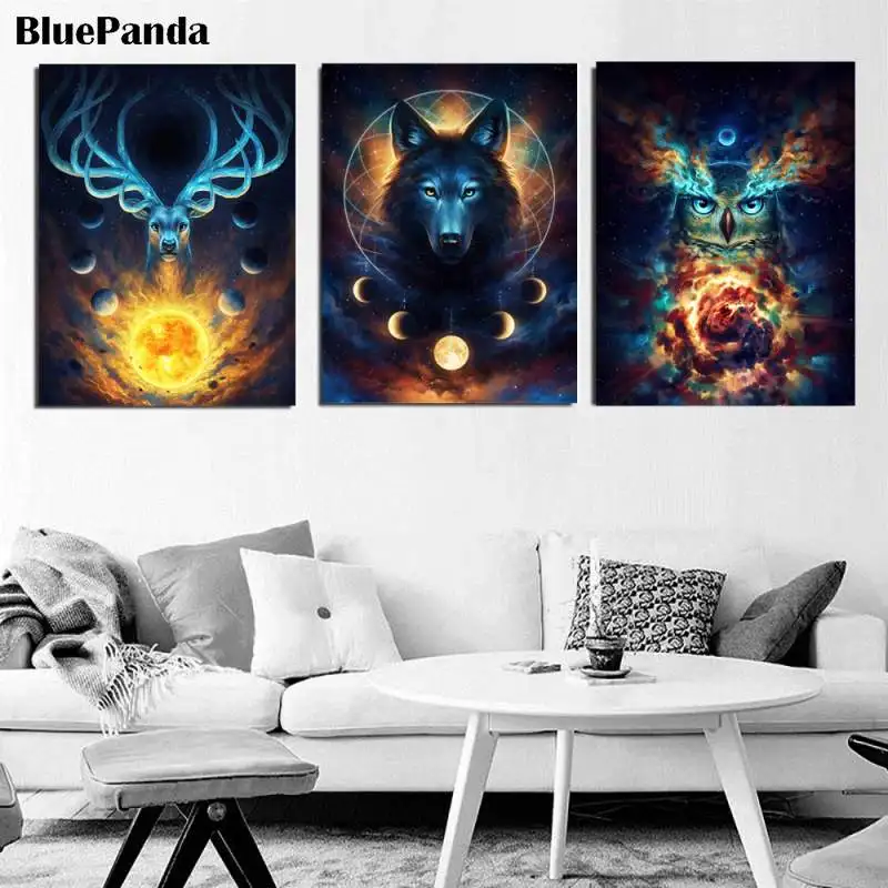 Фантазия галактика Туманность олень картина постеры с животными и принтами