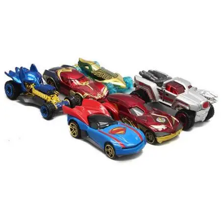 Мстители 1: 64 брелок для автомобильных ключей, набор Batman Batmobile Diecasts железа Spider-man Капитан Америка модель грузового автомобиля игрушки для Для детей - Цвет: 6pcs in opp bag