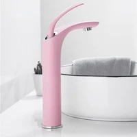 basin faucets pink love color waterfall faucet bathroom faucet hot and cold basin mixer tap faucet brass sink wash crane