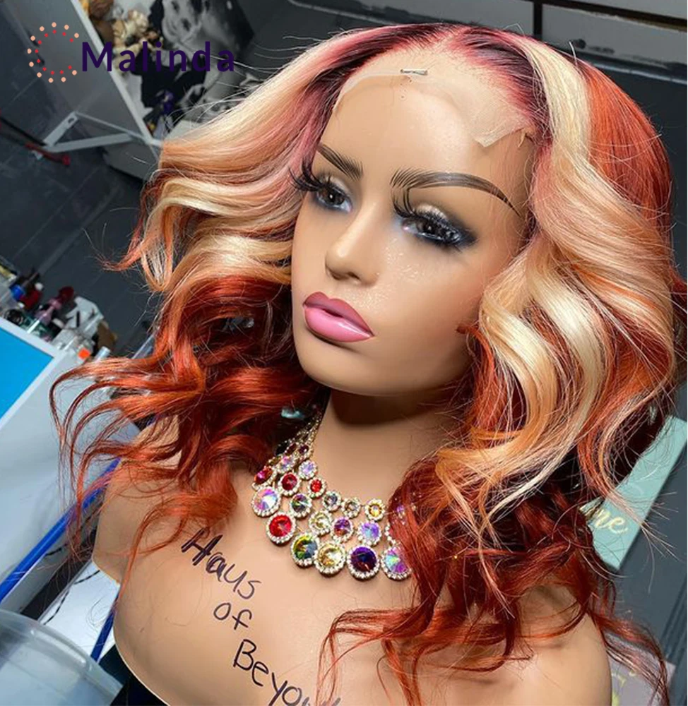 13x4 613 Ginger Lace Front Wig Colored Wigs For Women Human Hair Body Wave Human Hair Wigs Pre Plucked Ombre Lace Front Wig