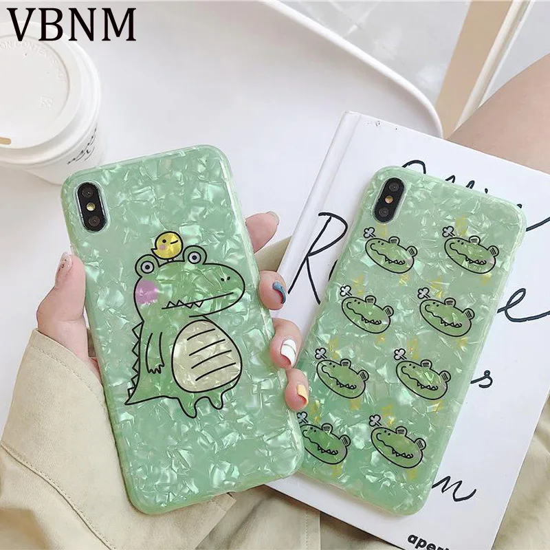 Милый чехол для телефона с изображением крокодиловой раковины iPhone XR X XS Max мягкий