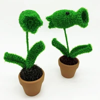 hand knitted woolen dolls plants vs zombies crafts pea archer potted home furnishing gifts