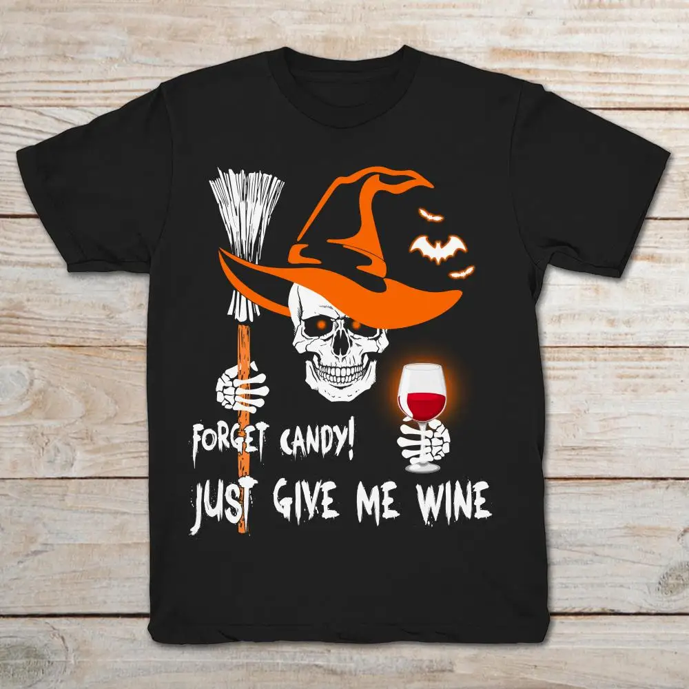 Футболка для влюбленных с надписью Forget Candy Just Give Me Wine Skull|Мужские футболки| |
