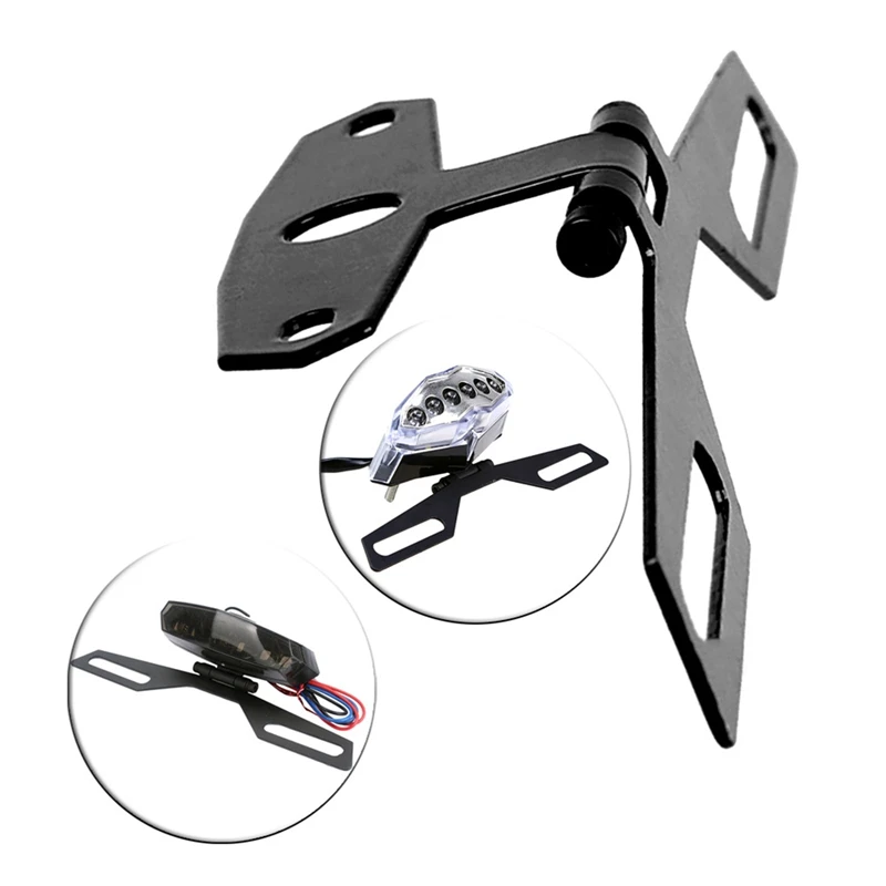 

M C Universal Foldable Adjustable Motorcycle Flip up License Plate Holder Metal Iron Moto License Plate Support Bracket Stand