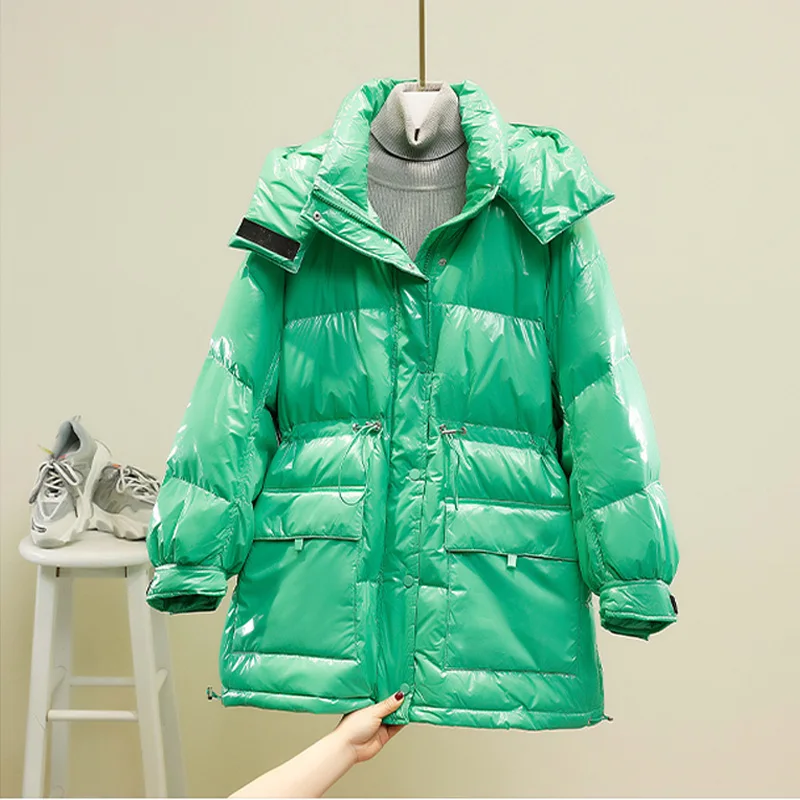 Новинка 2021 зимняя Глянцевая парка 7 цветов женское водонепроницаемое пальто