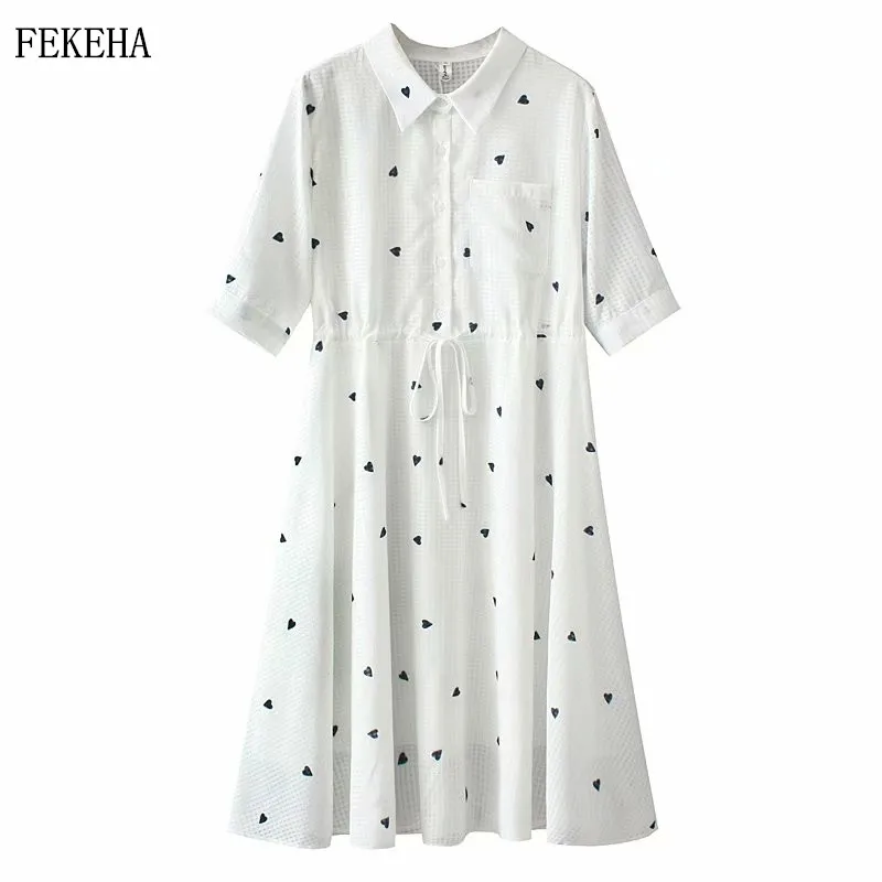 

Summer Chiffon Dresses Women Short Sleeve Heart Love Print A Line Lady Dresses Plus Size