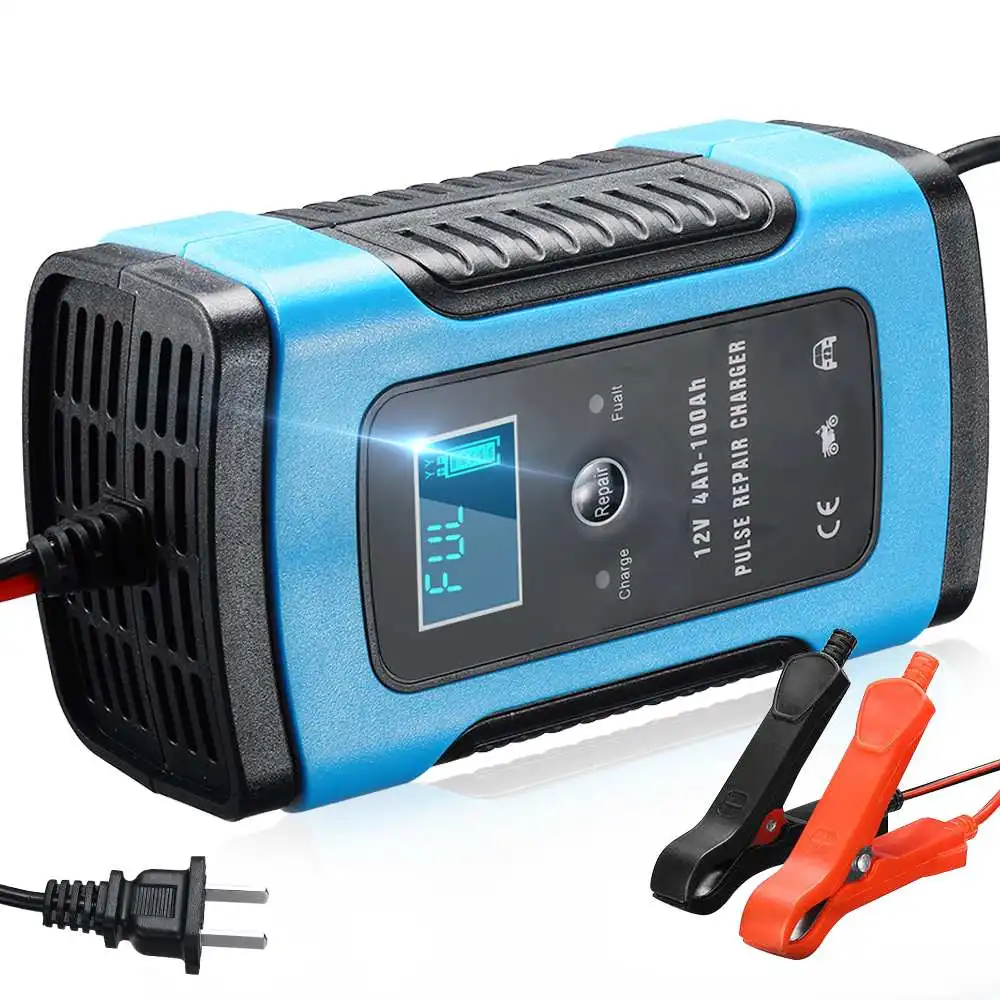 car battery charger 1224v 6a touch screen pulse repair lcd battery charger for car motorcycle lead acid battery agm gel wet free global shipping
