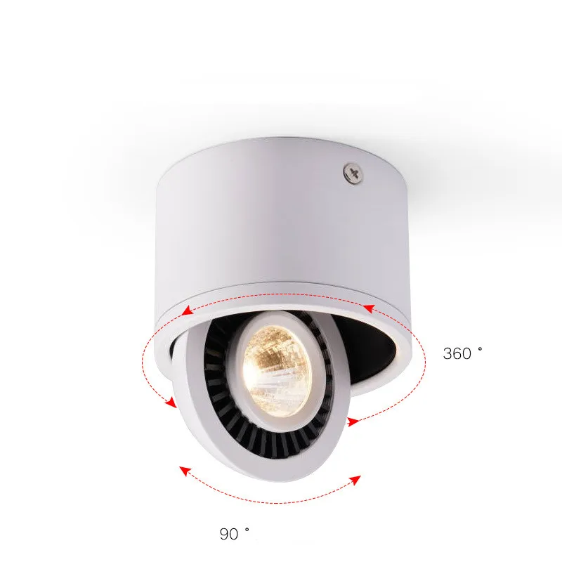 Lámpara LED montada en superficie regulable, foco LED COB, 5W/7W/9W/12W, foco de techo AC85V-265V con controlador LED, color blanco/blanco cálido