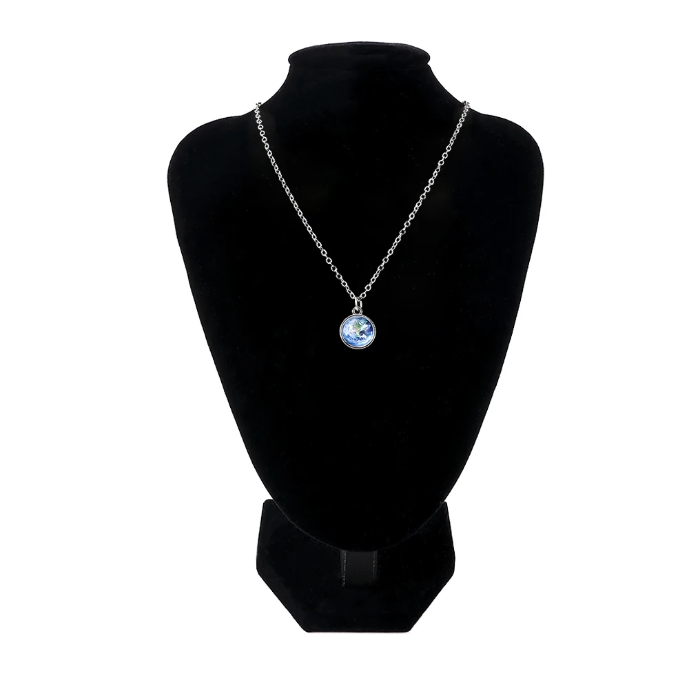 Двухстороннее ожерелье с подвеской в виде земли стеклянное кабошоном уникальный