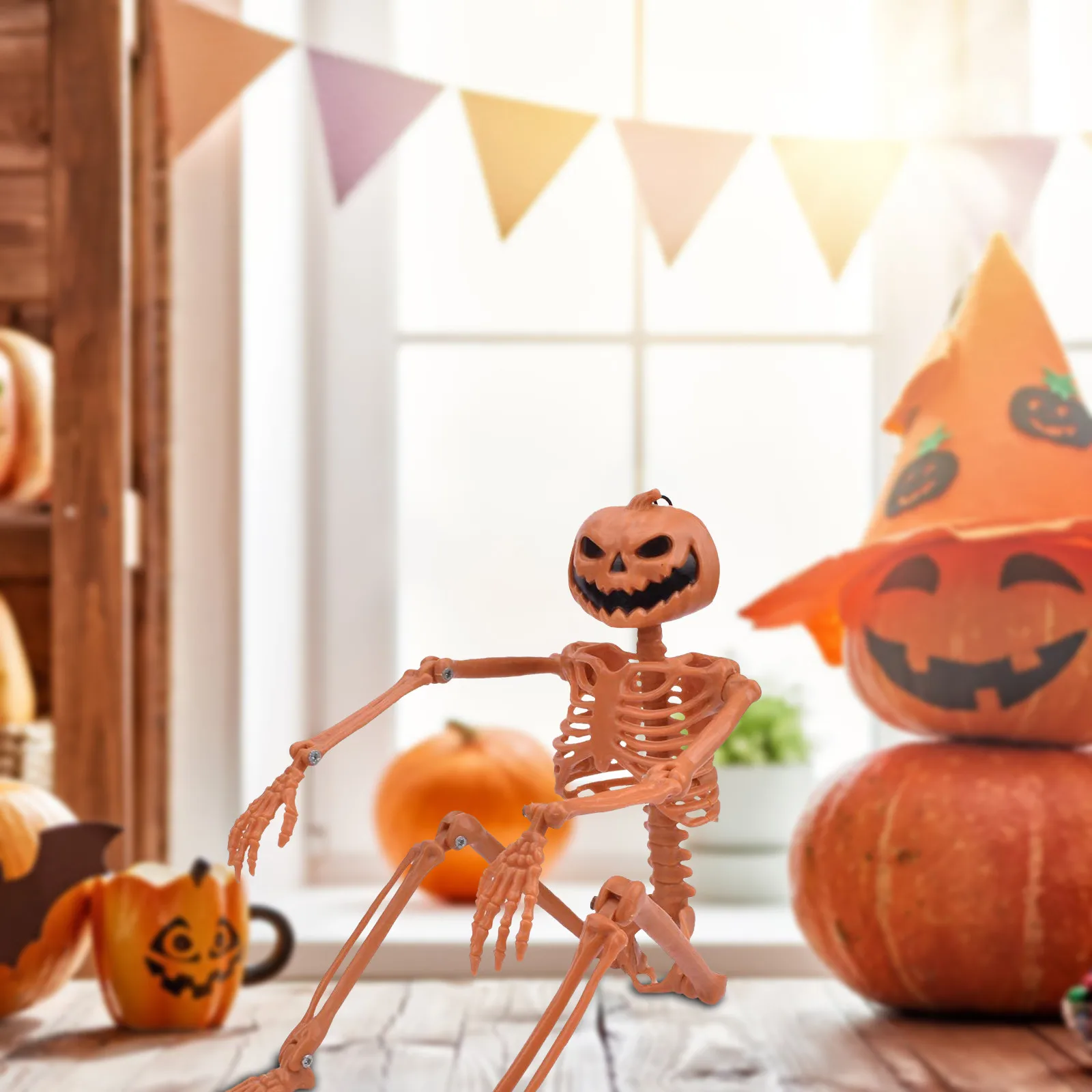 Poseable Human со скелетом тыквой вечерние размерный декоративный реквизит для