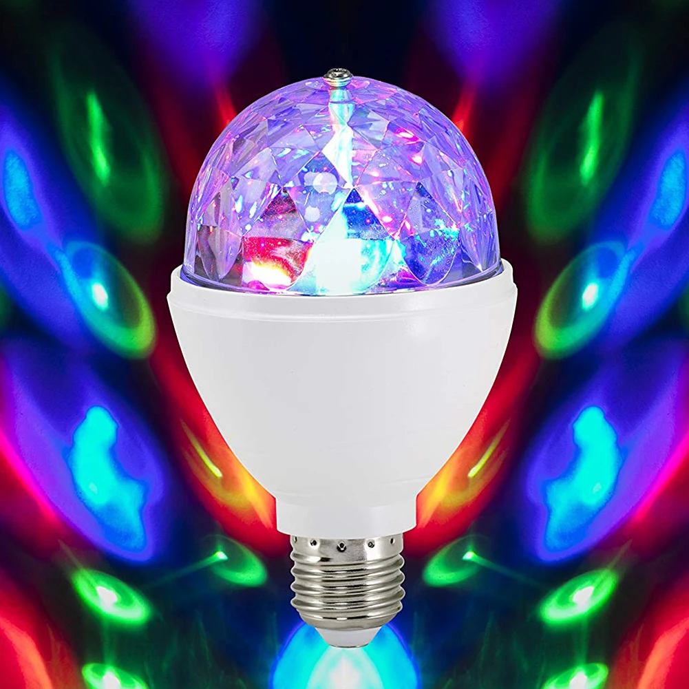

3W E27 RGB LED Bulb Lamp Auto Rotating Colorful Disco Lighting Party Stage Lamp Base Atmosphere Home Decoration DJ KTV Bar Club