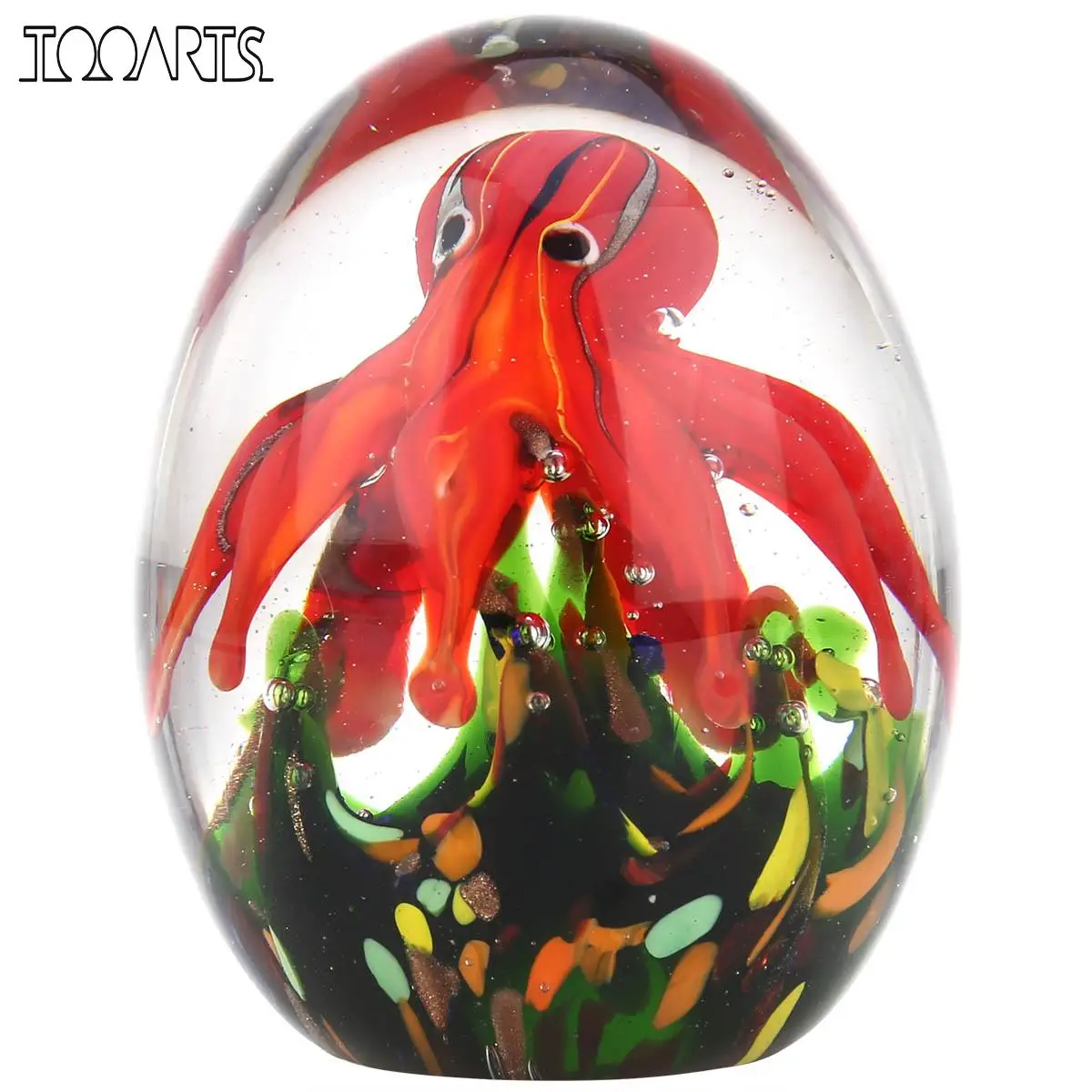 

Red Octopus Sculpture Handmade Glass Ornament Animal Figurine shell abletop Decoration Gift Craft Decoration