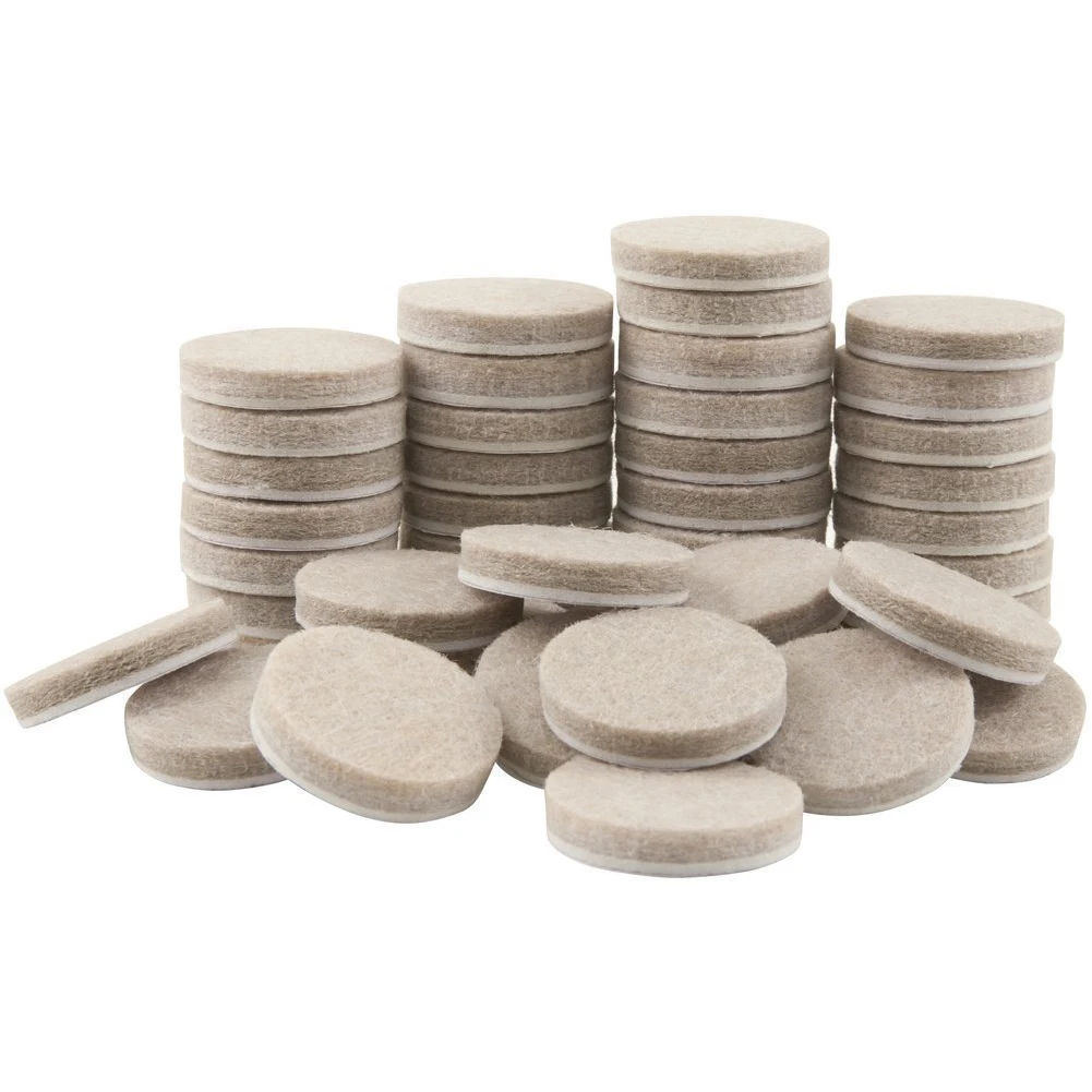 

48PCS Round Thicker Felt Furniture Pads (1 Inch Diameter) For Hard Surfaces Floor Protectors