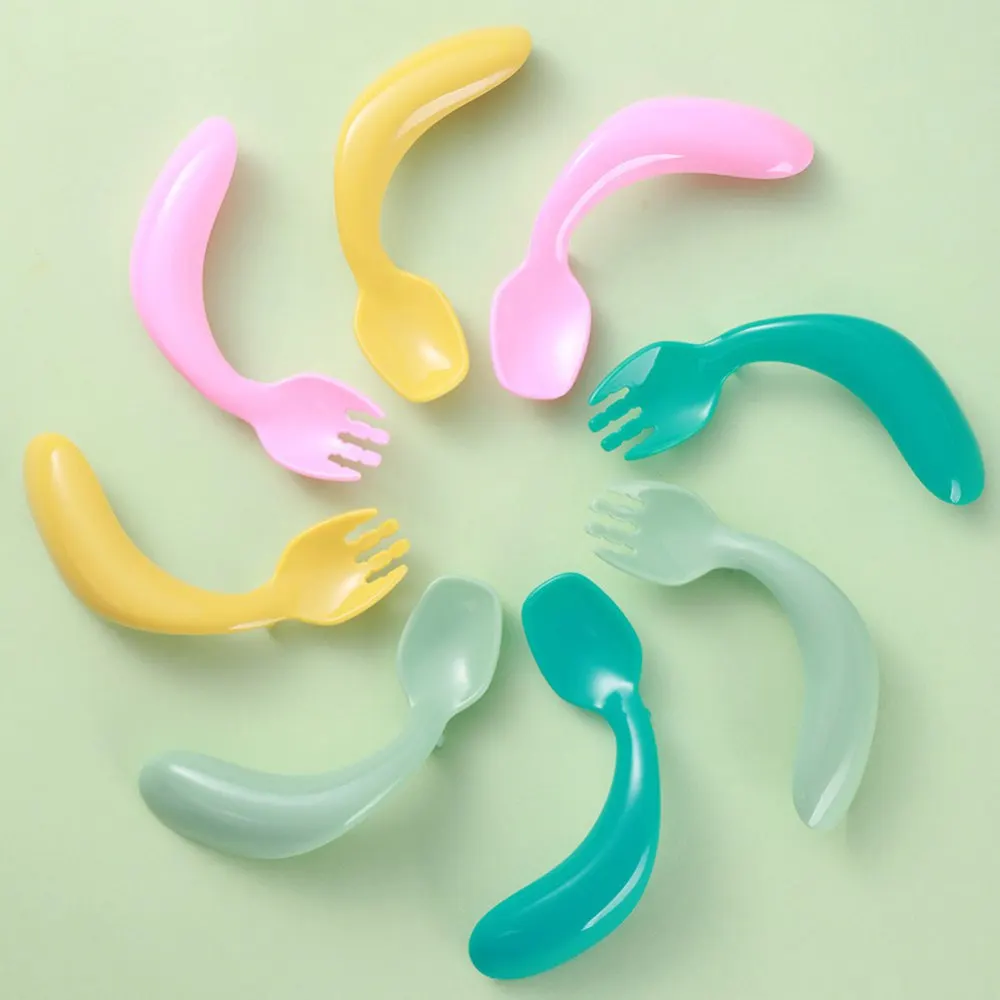 

Elbow Training Fork Spoon Set Baby Utensils Set Auxiliary Food Spoon