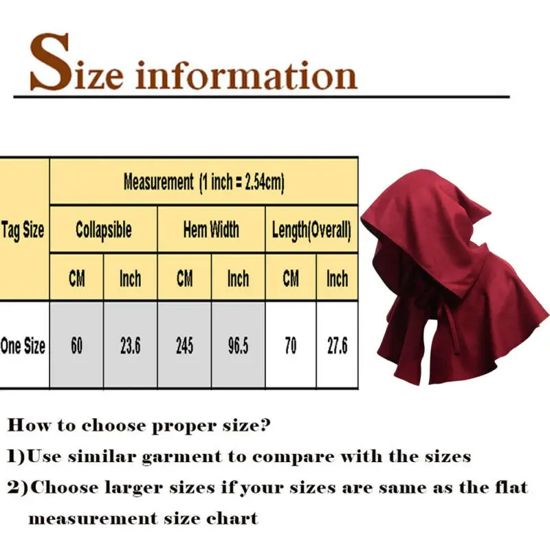 

Halloween Red Party Death Cloak Adult Hooded Cape Cosplay Costume New Fashion Unisex Trench 5 Colors