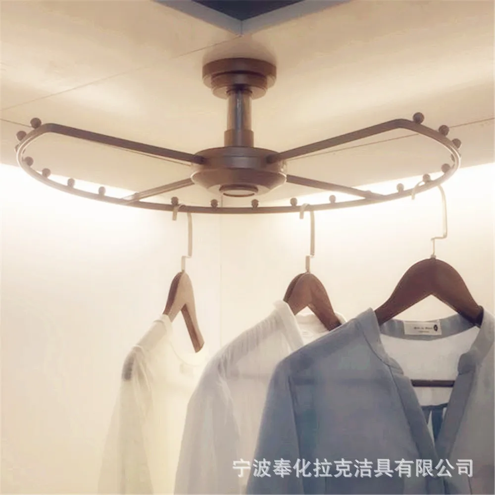

Corner wardrobe hardware 360-degree rotating top-mounted hanger Cloakroom home storage hanger