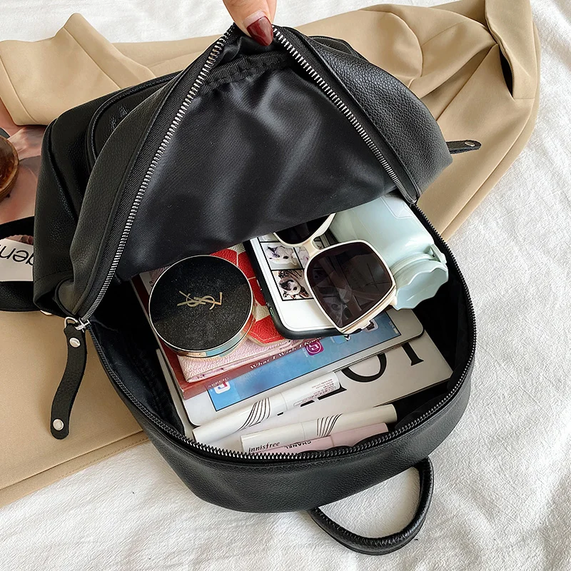 

PU Leather Backpack for Women Simple Small School Backpacks Casual Female High Quality Bagpack Anti Theft Travel Rucksack Ladies