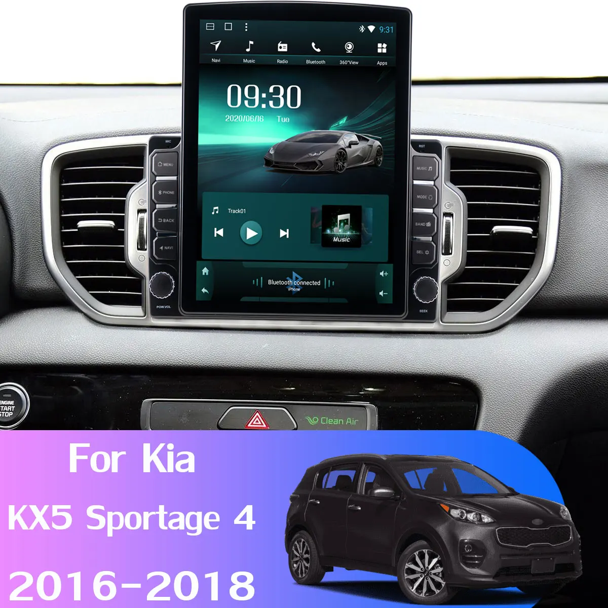 9 7 &quotTesla Style Android 10 автомобильный медиа для Kia KX5 Sportage 4 2016-2018 радио PX6 + 64 Гб 360 * AHD