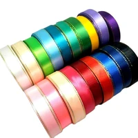 hl 20mm 5 meters gold edge satin ribbons christmas wedding party decorations diy crafts bow gift card wrap tape r017
