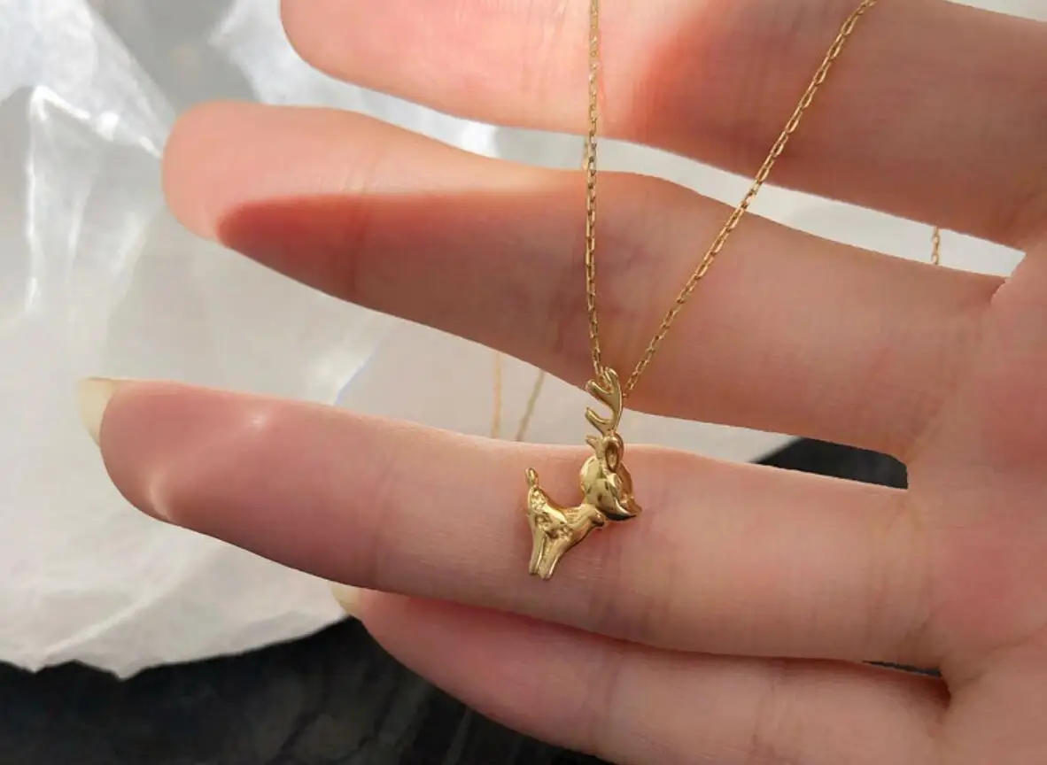 

Винтажное металлическое ожерелье с маленьким оленем и оленем для женщин и девочек, милый чокер, ожерелье, цепочка до ключиц, подвеска, ювели...