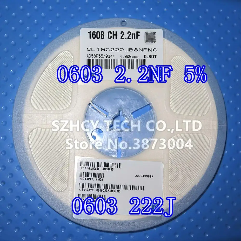 

4000 шт. 0603 5% НФ 0603 50 в 222J CL10C222JB8NFNC Новый и оригинальный