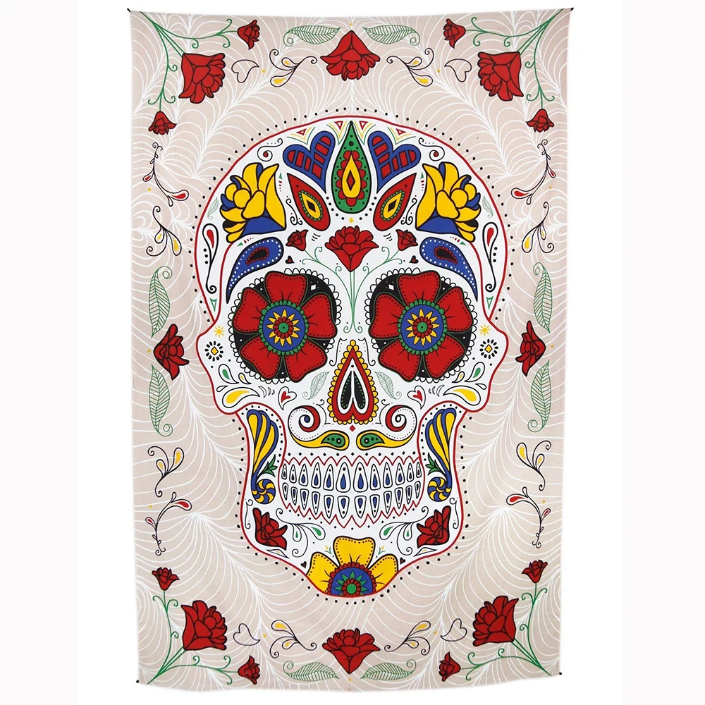 

skull tapestry wall hanging red flower blanket wall carpet bohemian decoration for home decor wall cloth