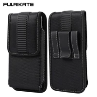 fulaikate high grade phone bag for iphone 13 pro max durable cloth hanging waist leather case for mobile cellphone mens pouch