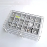 three drawing multi frame acrylic flannel storage box jewelry necklace finishing box earrings ring flannel desktop storage box