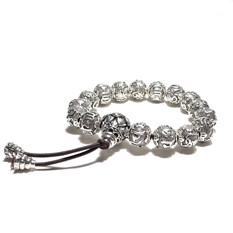 Мужской браслет на санскрите Diffone античный Серебристый в стиле хип-хоп с бусинами