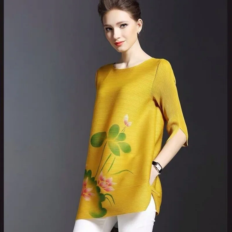 Новинка 2020 летняя женская футболка модная с круглым вырезом и рукавом до локтя