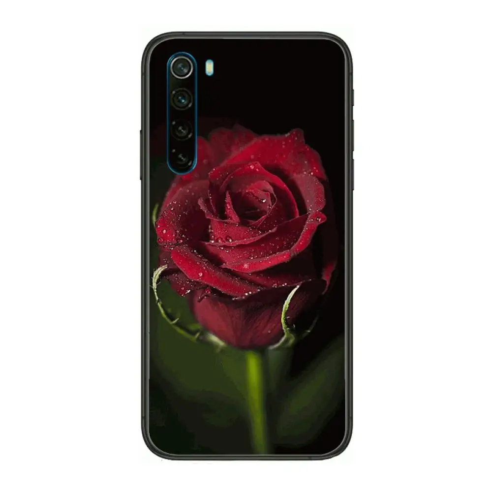 

Red Roses Flowers cartoon Phone Case For XiaoMi Redmi Note 9S 8 7 6 5 A Pro T Y1 Anime Black Cover Silicone Back Pretty