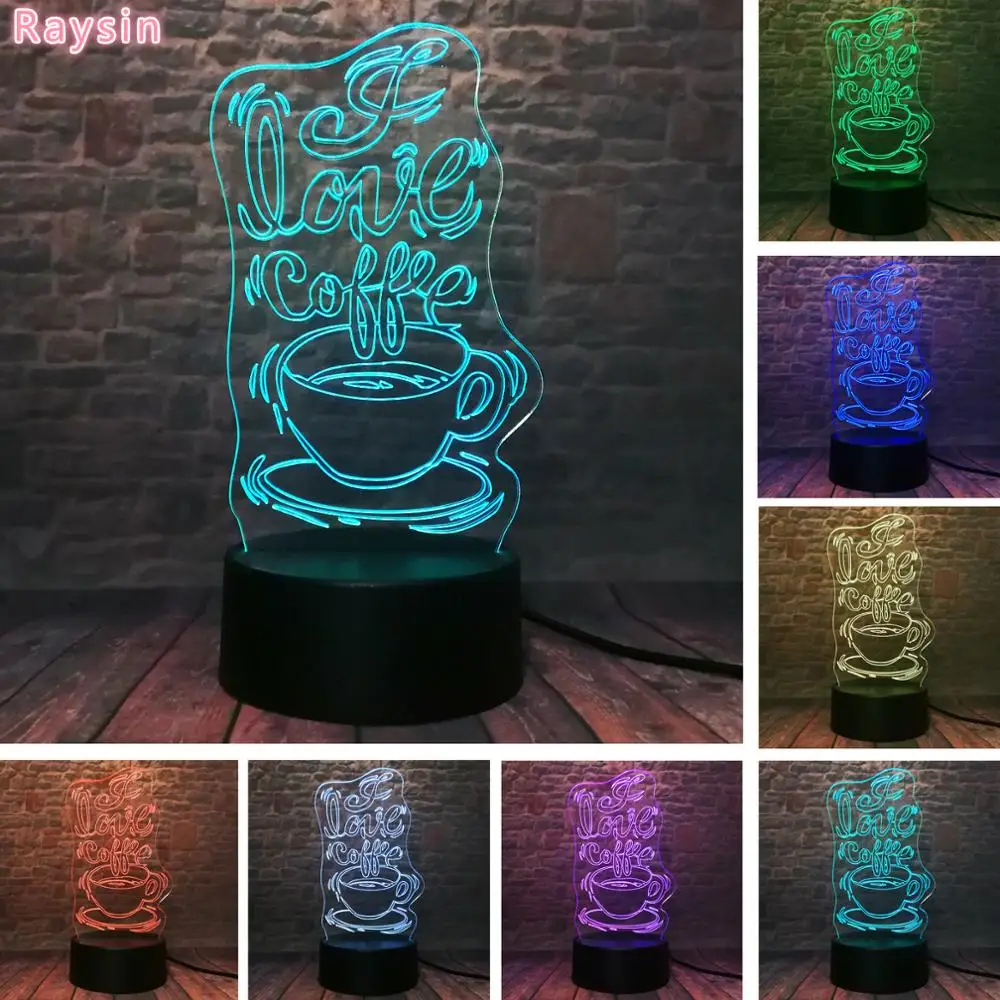 Love Coffee чашка в форме кофе Led 7 цветов меняющий ночной Светильник романтичный День