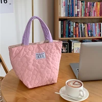 vintage womens flower purse handbags solid color female small pink shoulder bags fashion girls student lunch bento bucket bag