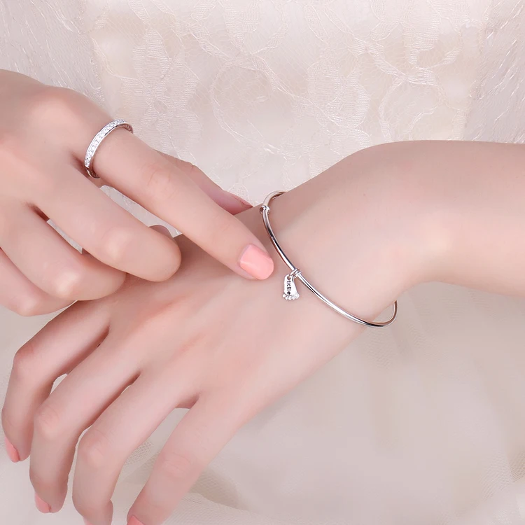 Foot Love Bracelet Silver Bracelet Charm Bracelet Cuff Bangles 925 Sterling Silver Bracelets For Women Silver 925 Jewelry Making