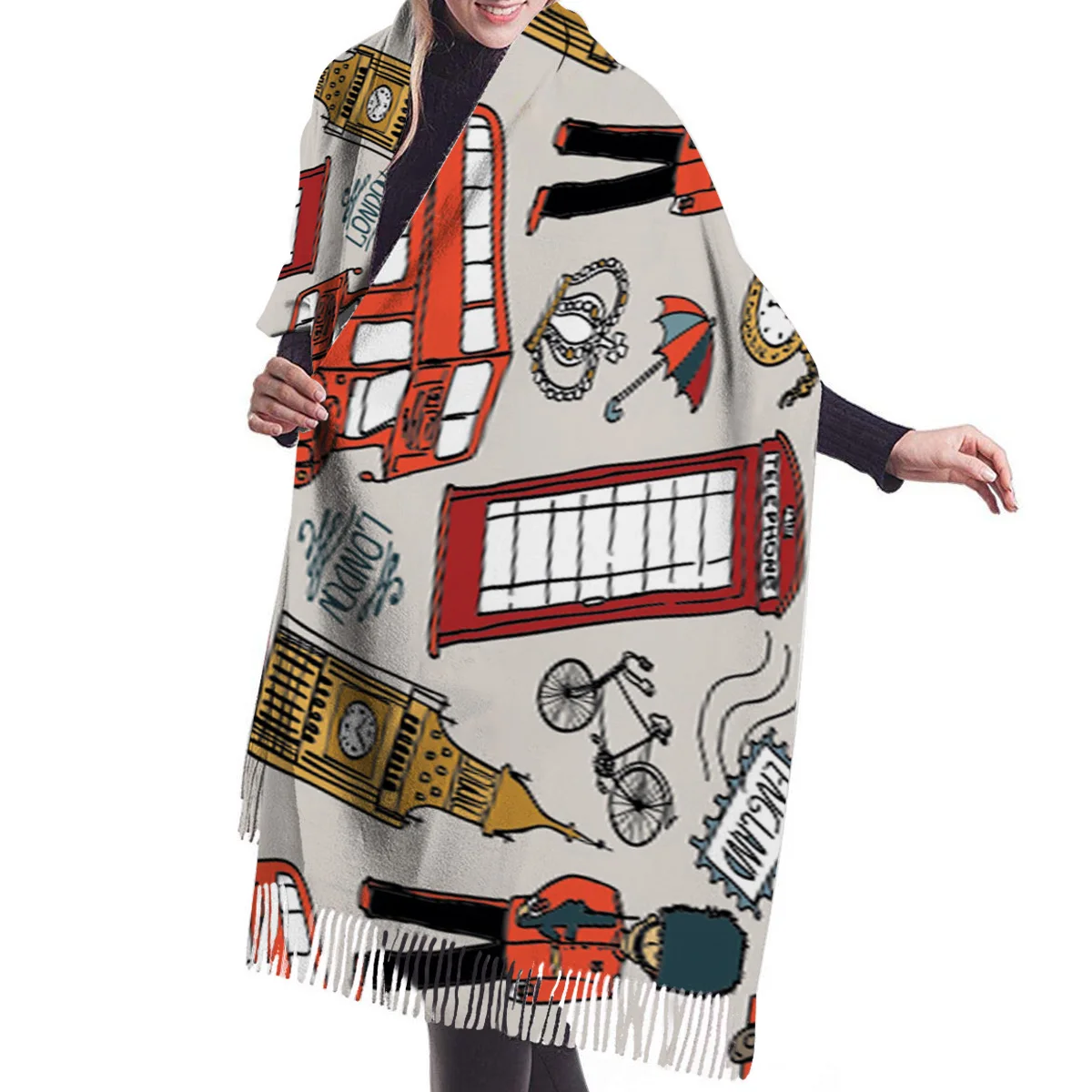 Осенне-зимний кашемировый шарф для женщин и мужчин мягкий теплый в английском