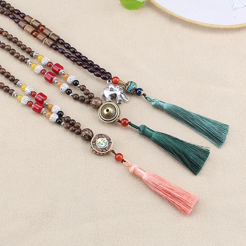 Новинка Ретро кисти в этническом стиле кулон из натурального камня деревянные