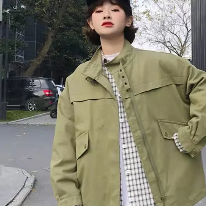 

Workwear jacket women's spring new 2021 solid color baseball uniform casual slimming jacket short coat top