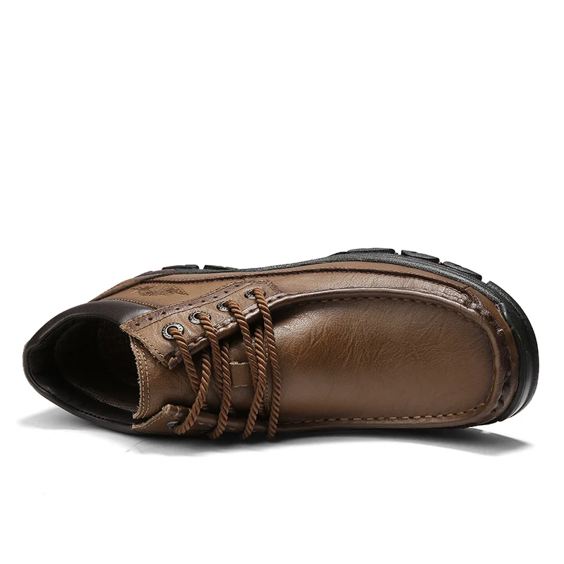 Genuine Leather Lace Up Winter Men Boots Waterproof Platform Shoes Anti Skidding Outdoor Black Brown Sneaker | Обувь