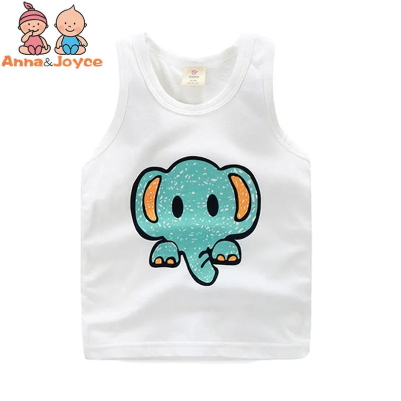 Мультяшные изображения спортивные хлопковые футболки без рукавов для мальчиков