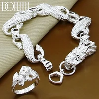 doteffil 925 sterling silver dragon bracelet bangle ring set for woman wedding engagement party fashion charm jewelry